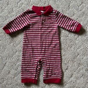 Gymboree Red/Grey Striped Fire Chief Onesie, Size 6-12 mos